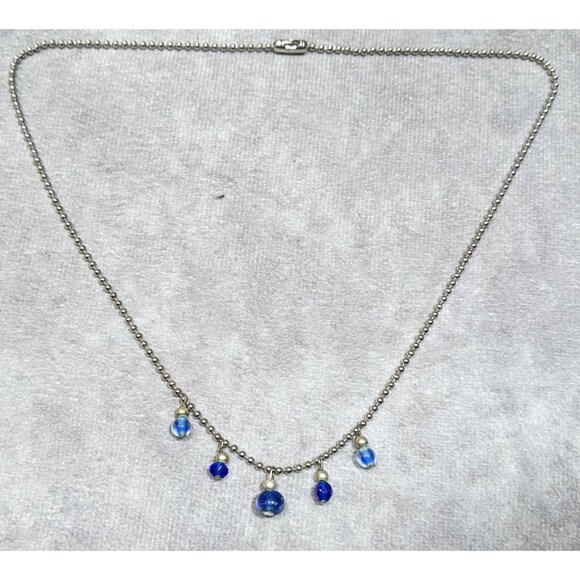 Simple Whimsical Blue Glass Charm Necklace - Picture 5 of 5